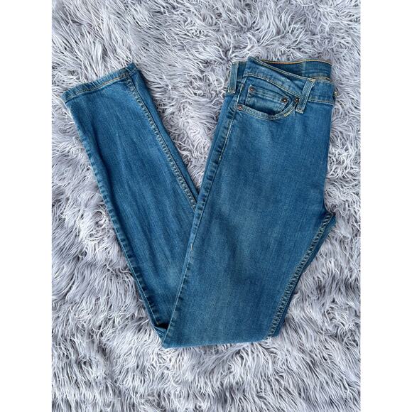 Levi's 511 Slim Fit Denim Jeans Medium Blue Gold Stitching Mens 29 Long Tall - Picture 1 of 9